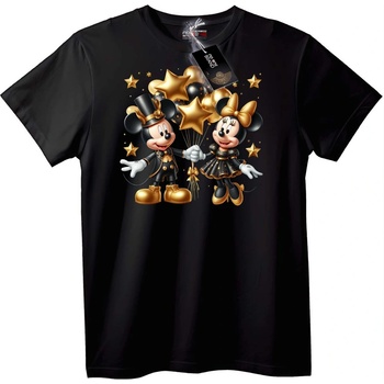 NOONEBRAND Тениска Mickey & Minnie със златни звезди - S, Black