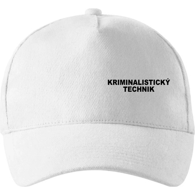 Kriminalistický technik so zahnutým šiltom a látkovou sponou Biela