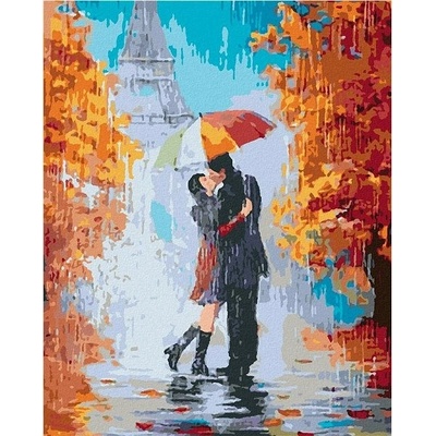 zuty Malování Podle Čísel Pusa V Dešti V Paříži 80 x 100 Cm Plátno