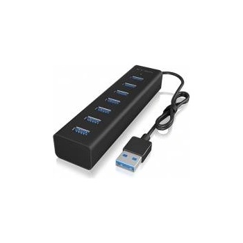 RaidSonic USB Hub, 7 порта, USB 3.0, 5V/3A, Plug&Play, Алуминий, Черен
