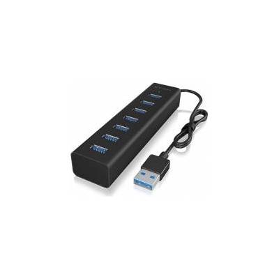 RaidSonic USB Hub, 7 порта, USB 3.0, 5V/3A, Plug&Play, Алуминий, Черен