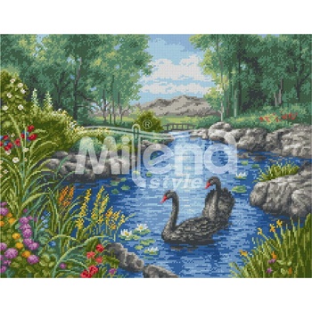 Milena Style Черни лебеди - гоблен със схема конци Ariadna 1: 4