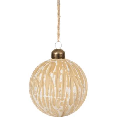 Textilomanie Skleněná vánoční ozdoba ANTIC WOOD 8 cm, béžová