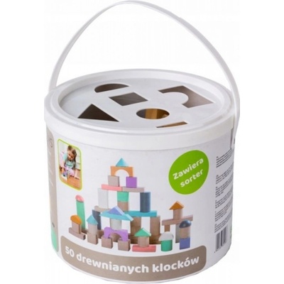 ECO TOYS Drevené kocky vo vedierku 50 ks pastelové farby