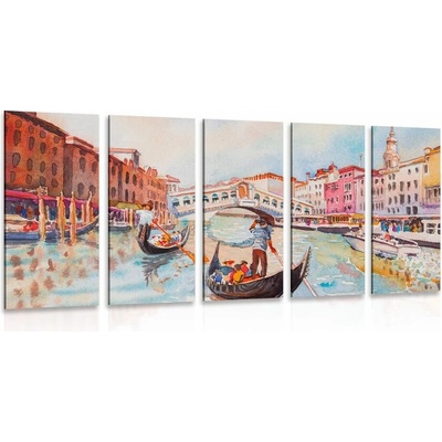 5-dílný obraz benátská gondola - 150x75