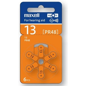 Image 1 of Maxell Батерия цинково въздушна maxell za13 6 бр. бутонни за слухов апарат в блистер (ml-bz-za13)