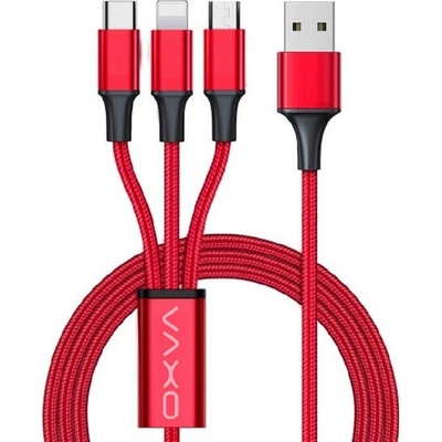 OXVA USB kábel 3v1 USB - Micro Lightning USB-C 1,2m - 2,4A