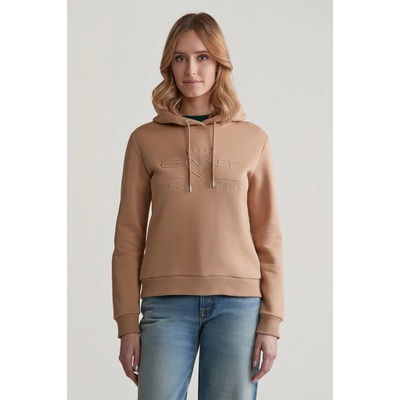 Gant Reg Tonal Shield Hoodie hnedá