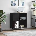 vidaXL Шкаф за грамофонни плочи черен 84, 5x38x89 см инженерно дърво (831773)