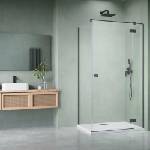 Radaway Правоъгълна душ кабина с люлееща се врата Radaway Essenza KDJ 110x75 см, матово-прозрачно покритие GunMetal, лява (1385041-92-01L+1384049-01-01)