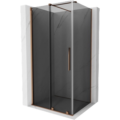 Mexen Velar плъзгаща се душ кабина 90 x 70 см, графит, розово злато - 871-090-070-41-60 (871-090-070-41-60)