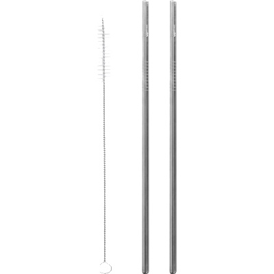 Qwetch Сламка от неръждаема стомана, права - 2 броя