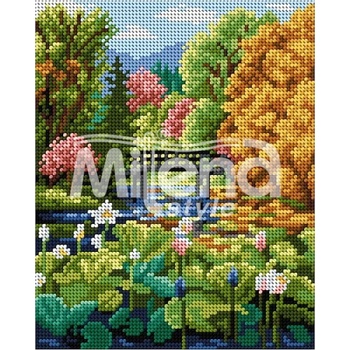 Milena Style Езeро с водни лилии - гоблен със схема