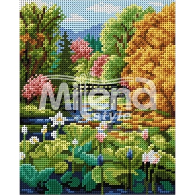 Milena Style Езeро с водни лилии - гоблен със схема