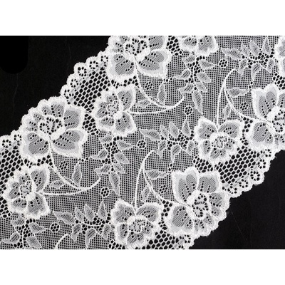 Elastická krajka / vsadka / běhoun šíře 18,5 cm, střední, 1 bílá