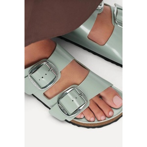 Birkenstock чехли с равна подметка дамски от кожа Arizona Big Buckle