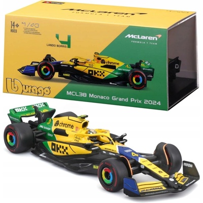 BBURAGO Mclaren Mcl 38, Model sportovního automobilu, Sestavený, 1:43, McLaren F1 38 1:43 Norris 24 Senna, Jakékoliv pohlaví, Kov, Plast