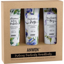 Anwen Súprava kondicionérov na vlasy s nízkou pórovitosťou Proteín zelený čaj 100 ml + zvláčňujúce pôsobenie 100 ml + hydratačné bezinky 100 ml