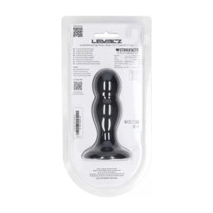  Double Rattle Liquid Silicone Anal Plug - M - Black