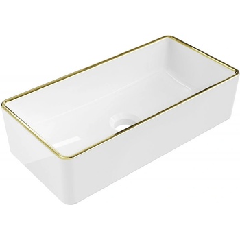 Mexen Nadia мивка за плот 46 x 23 см, бяла/златен ръб - 21614605 (21614605)