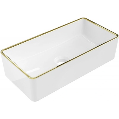 Mexen Nadia мивка за плот 46 x 23 см, бяла/златен ръб - 21614605 (21614605)