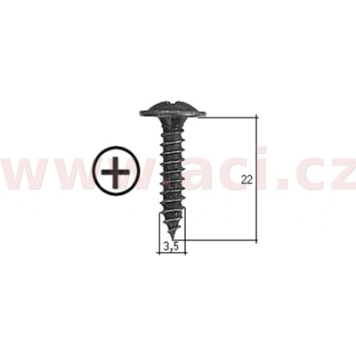 ACI Samořezný křížový vrut černý pozink Fe (sada 20 ks) (3,5 mm, 22 mm)