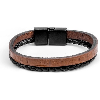 Image 1 of Base Мъжки комплект от 2 гривни от естествена кожа - Черно-Кафяв 20230901015 (404277_Кафяво)