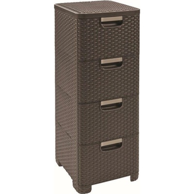 Curver Regál Style 4x14L so šuplíkmi tmavo hnedý 209906