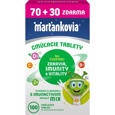 Walmark Marťankovia S Imunactivom cmúľacie tablety príchuť mix 70+30 tabliet