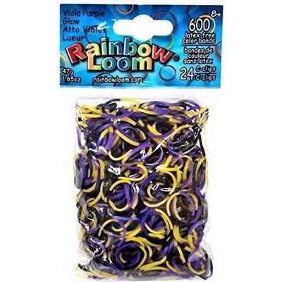 Rainbow loom originálne gumičky svietiace žlto-fialové 600 kusov
