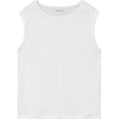 KnowledgeCotton Apparel Дамски топ KnowledgeCotton Apparel Women's Loose Fold Up Linen Top - Bright White (916-4446-0211)