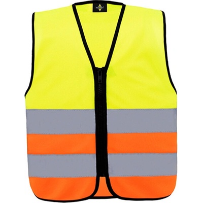 Korntex Aalborg detská bezpečnostná vesta so zipsom KX201 Signal Yellow