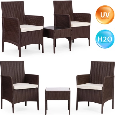 MultiGarden DN602 Záhradná súprava 2 kreslá + stolík, tvrdené sklo, hnedá