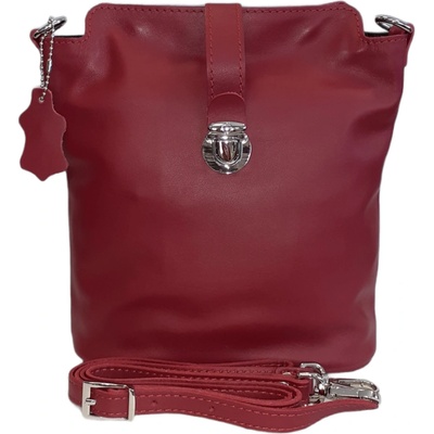 Facebag kožená crossbody s kovovým zapínáním 6017/44 červená