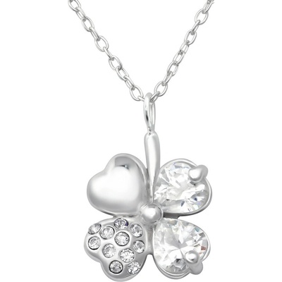 all4Silver Strieborný náhrdeľník štvorlístok M25728-A4S