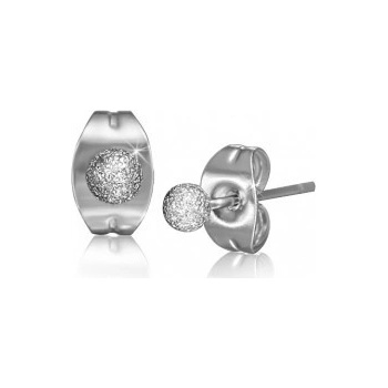 Šperky eshop náušnice z ocele strieborná gulička s pieskovaným povrchom SP51.30