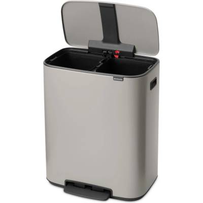 Brabantia Светлосиво стоманено кошче за боклук 2x30 l за рециклиране/с педал Bo - Brabantia (255069)