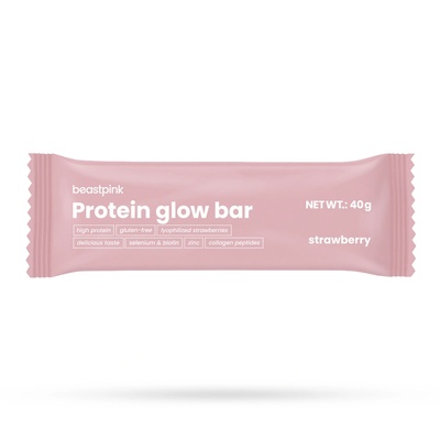 GymBeam BeastPink Протеинов бар GlowBar 40 g ягода