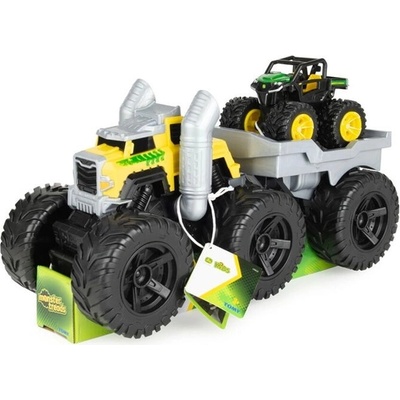 Tomy John Deere Monster Treads Roaring Rev Up Hauler – sada monster trucku s prepravníkom a vozidlom Gator