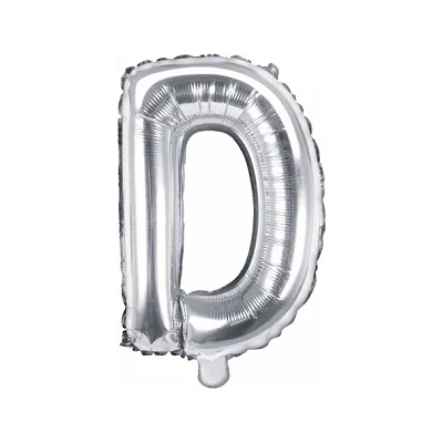 PartyDeco Балон от фолио Mini - Буква D 35см сребърен