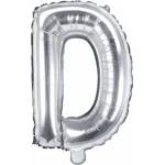 PartyDeco Балон от фолио Mini - Буква D 35см сребърен
