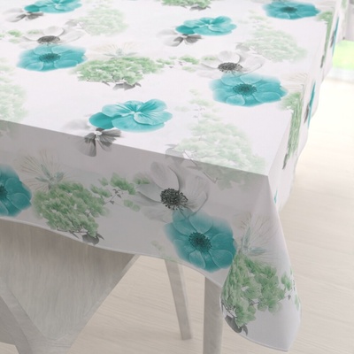 Biante Teflónový obdĺžnikový obrus TF-044 Tyrkysové ruže na bielom 140x220cm
