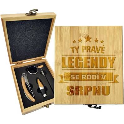 Sablio Dárková sada na víno Ty pravé legendy se rodí v srpnu: 147×168×49 mm