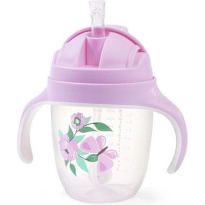 BabyOno nekvapkajúci hrnček so zaťaženou slamkou 240 ml lila