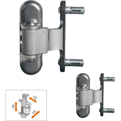 LOCINOX® 3DM 2ks záves pre brány do 150 kg, otvárateľný do 180° nastaviteľný 3D, nerezová oceľ