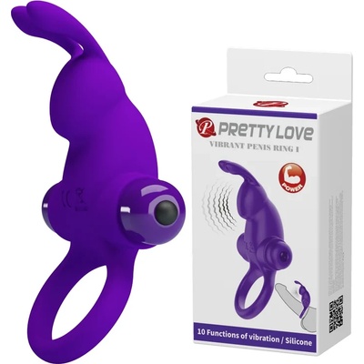 Пенис пръстен с вибрации, зайче - Vibrant Penis Ring Purple 1 (DEBRA01391)