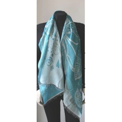 Šál vzorovaný jacquard tyrkys