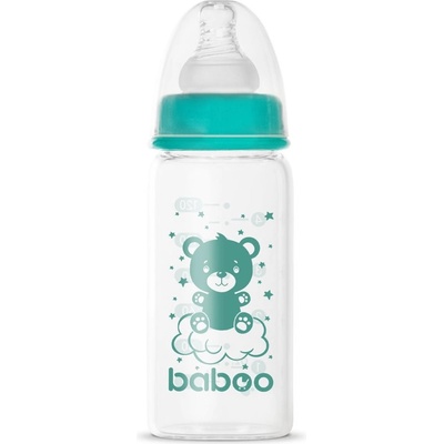 Baboo Anti-colic Glass Feeding Bottle Narrow Neck стъклено бебешко шише 0m+ 120ml