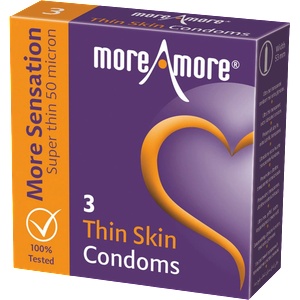 MoreAmore Single: Thin Skin, 12 silky soft condoms