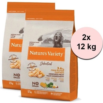 Natures Variety Selected Medium Adult kuře z volného chovu 2 x 12 kg